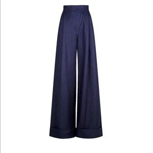 LIGIA LINEN ASYMMETRIC WIDE LEG PANT - NAVY

By Shona Joy
